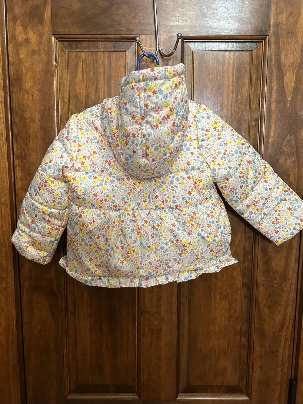 Carter’s Girls Floral Print Hooded Coat, Fleece Lined Hood, Puffer Style